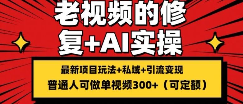 修复老视频的玩法，搬砖+引流的变现(可持久)，单条收益300+【揭秘】-必智轻创社