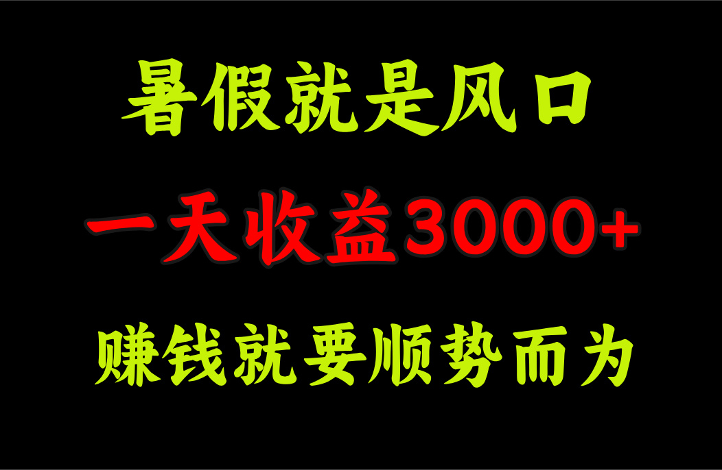 （11670期）一天收益3000+ 赚钱就是顺势而为，暑假就是风口-必智轻创社