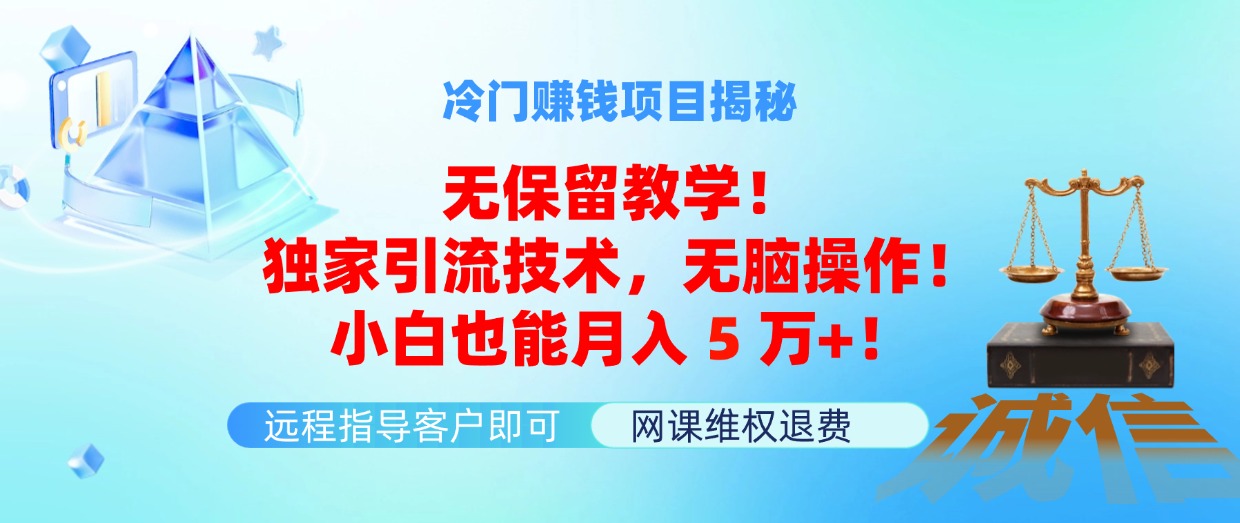 （11864期）冷门赚钱项目无保留教学！独家引流技术，无脑操作！小白也能月入5万+！-必智轻创社