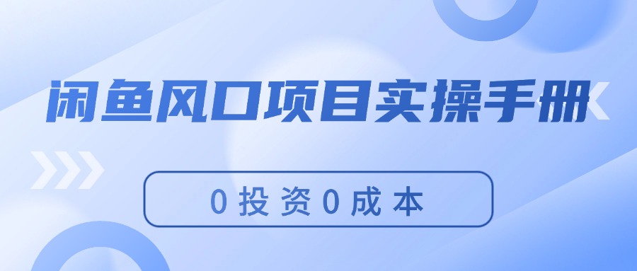 （11923期）闲鱼风口项目实操手册，0投资0成本，让你做到，月入过万，新手可做-必智轻创社