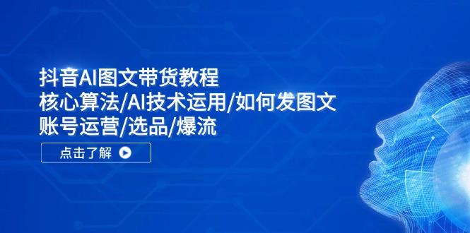 （11958期）抖音AI图文带货教程：核心算法/AI技术运用/如何发图文/账号运营/选品/爆流-必智轻创社