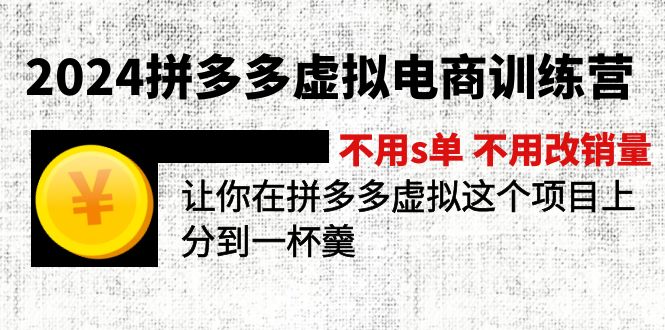 （12024期）2024拼多多虚拟电商训练营 不s单 不改销量  做虚拟项目分一杯羹(更新10节)-必智轻创社