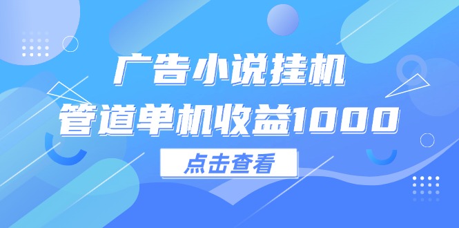 （12198期）广告小说挂机管道单机收益1000+-必智轻创社