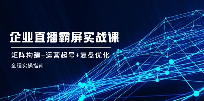 （12338期）企 业 直 播 霸 屏实战课：矩阵构建+运营起号+复盘优化，全程实操指南-必智轻创社