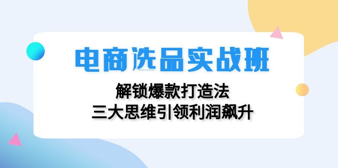 （12398期）电商选品实战班：解锁爆款打造法，三大思维引领利润飙升-必智轻创社