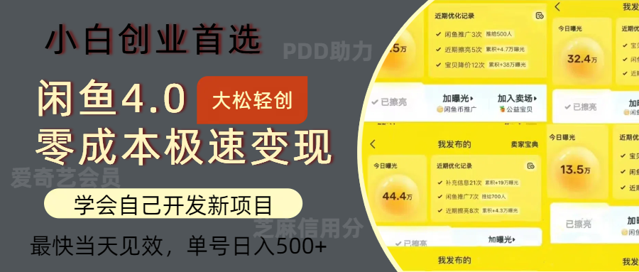 （12434期）闲鱼0成本极速变现项目，多种变现方式 单号日入500+最新玩法-必智轻创社