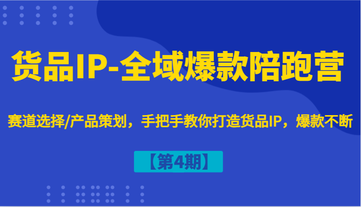 货品IP-全域爆款陪跑营【第4期】赛道选择/产品策划，手把手教你打造货品IP，爆款不断-必智轻创社