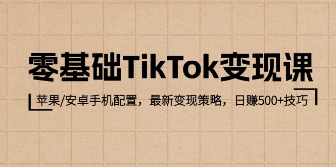 零基础TikTok变现课：苹果/安卓手机配置，最新变现策略，日赚500+技巧-必智轻创社