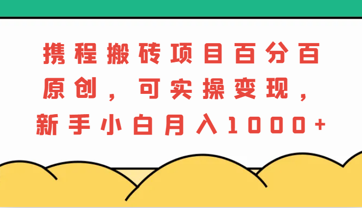 携程搬砖项目，百分百原创，可实操变现，新手小白月入1000+-必智轻创社