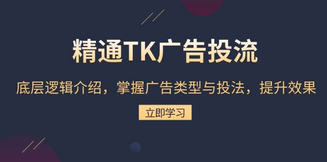 精通TK广告投流：底层逻辑介绍，掌握广告类型与投法，提升效果-必智轻创社