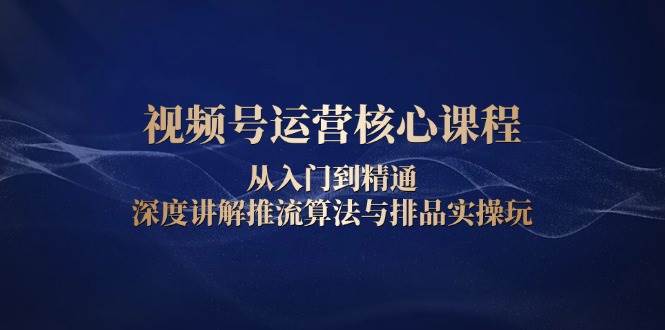 视频号运营核心课程，从入门到精通，深度讲解推流算法与排品实操玩-必智轻创社