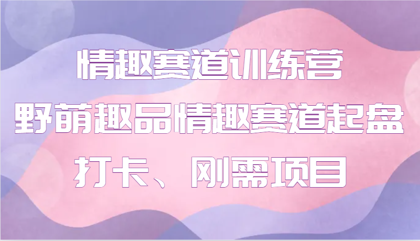 情趣赛道训练营 野萌趣品情趣赛道起盘打卡、刚需项目-必智轻创社