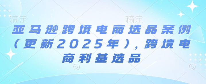 亚马逊跨境电商选品案例(更新2025年)，跨境电商利基选品-必智轻创社