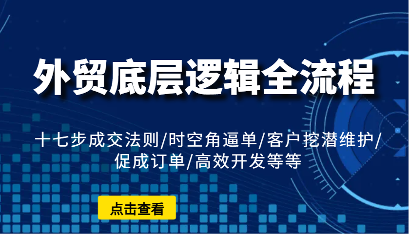 外贸底层逻辑全流程：十七步成交法则/时空角逼单/客户挖潜维护/促成订单/高效开发等等-必智轻创社