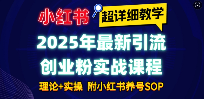 2025年最新小红书引流创业粉实战课程【超详细教学】小白轻松上手，月入1W+，附小红书养号SOP-必智轻创社