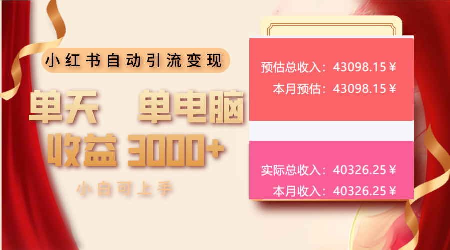 小红书自动引流变现 单天单电脑收益3000+  小白可上手-必智轻创社