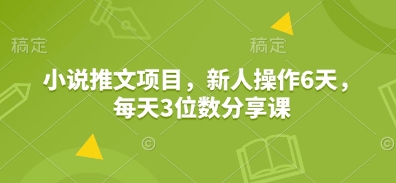 小说推文项目，新人操作6天，每天3位数分享课-必智轻创社