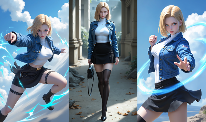 AI还原《龙珠》人气角色人造人18号适合自媒体起号-必智轻创