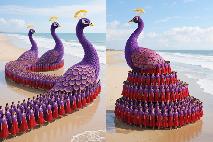 沙滩5000人组成孔雀的ai教程-必智轻创