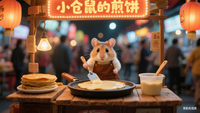 AI萌宠夜市摆摊秘籍来啦!毛茸茸的萌系小动物也能当“摆摊小能手-必智轻创